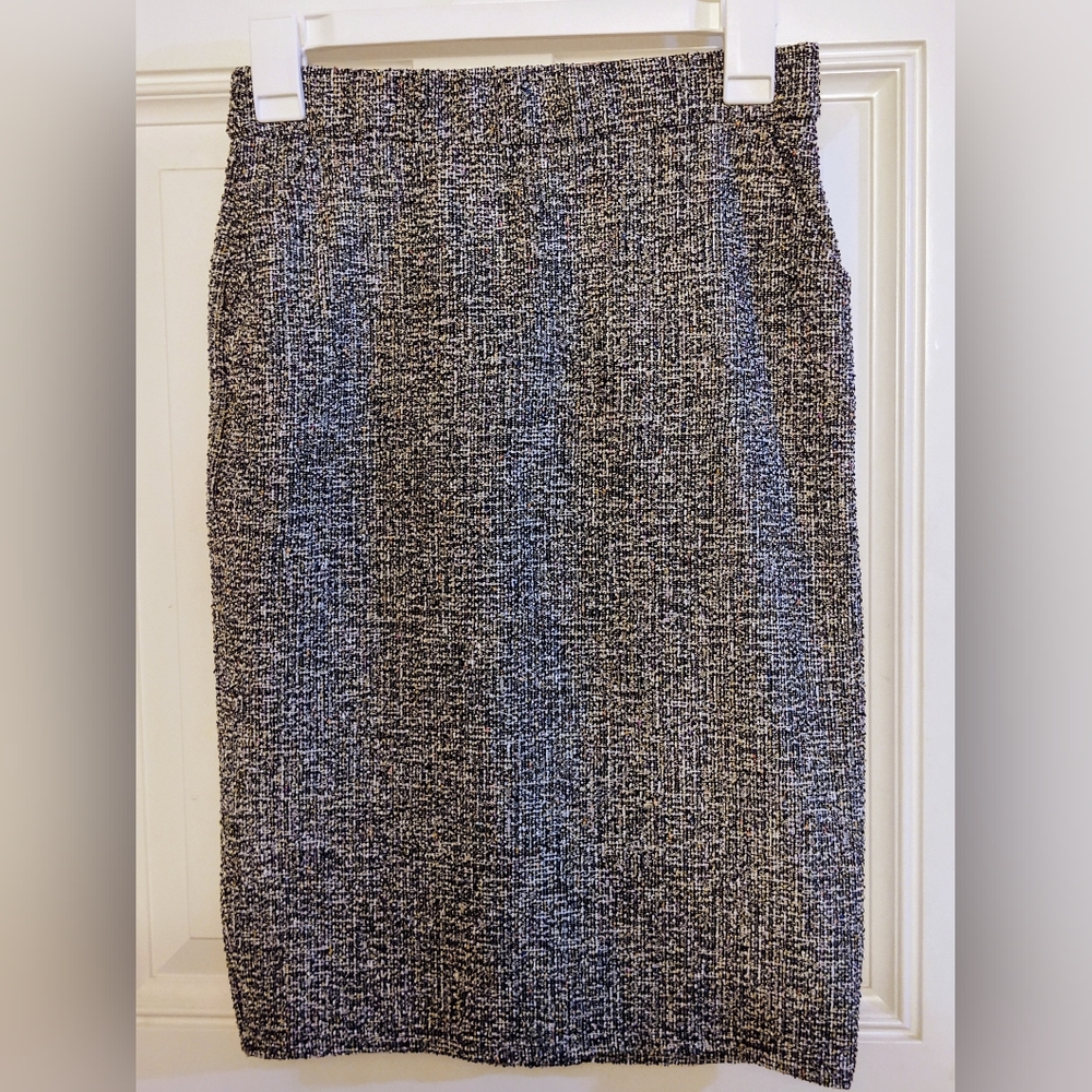 Kate Kasin stretchy knee length tweed bodycon pencil style skirt, New w/ Tags